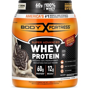 image:imageBody Fortress Super Advanced Whey Protein Powder Gluten Free Vanilla Immune Support 1 Vitamins C amp D Plus Zinc 39 lbsCookies  Cream