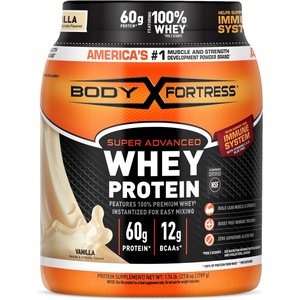 image:imageBody Fortress Super Advanced Whey Protein Powder Gluten Free Vanilla Immune Support 1 Vitamins C amp D Plus Zinc 39 lbsVanilla